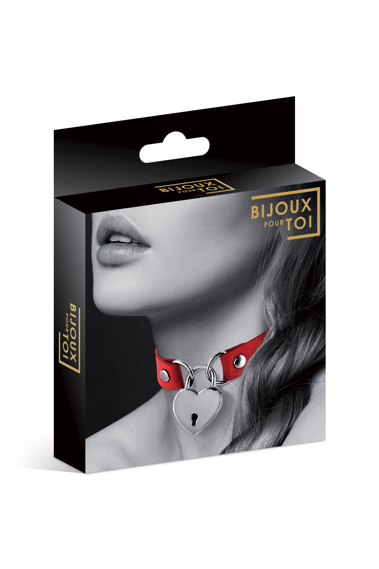 Bijoux Pour Toi — Collier cadenas cœur cuir rouge