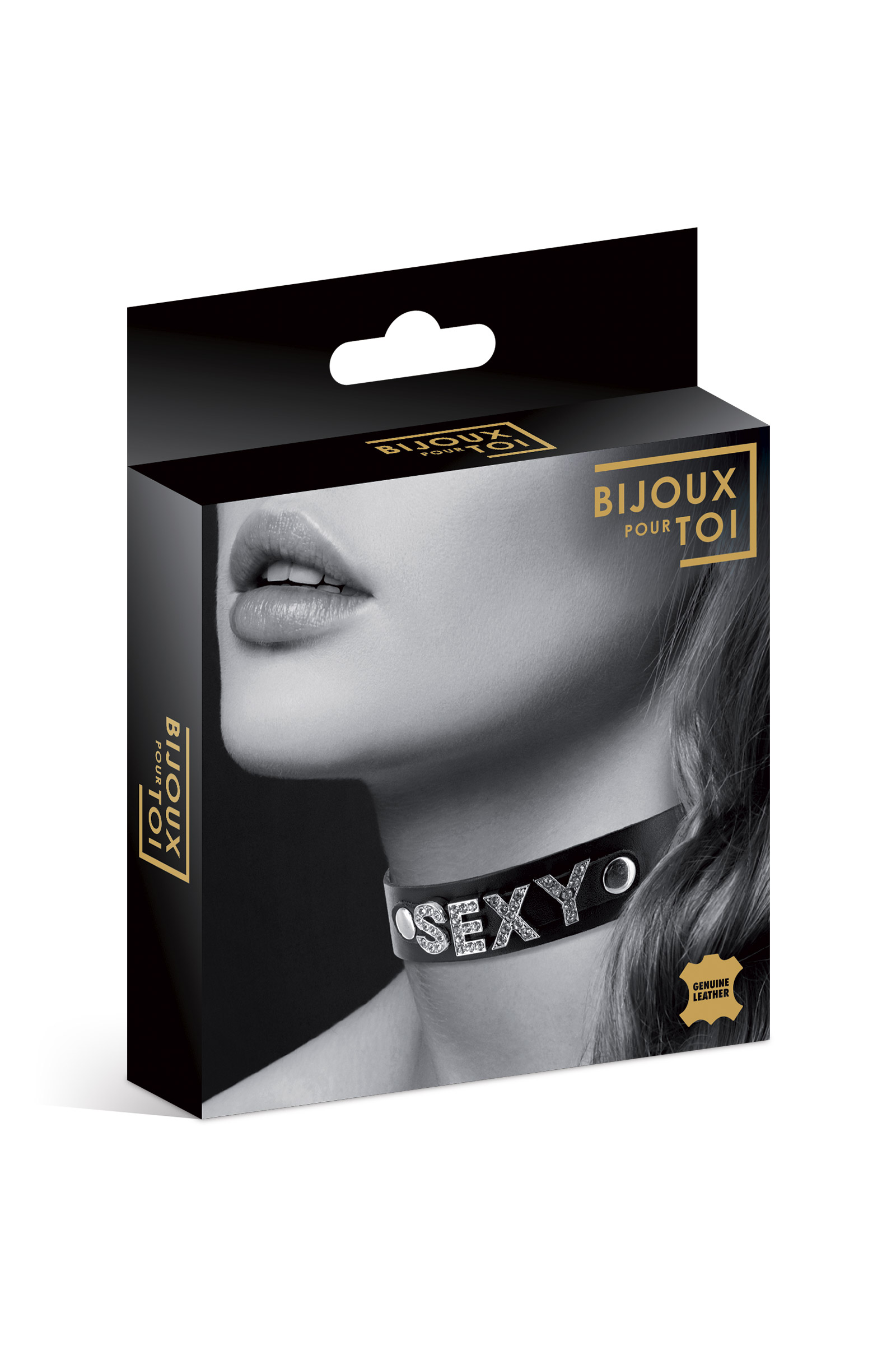 Bijoux Pour Toi — Collier SEXY strass cuir noir